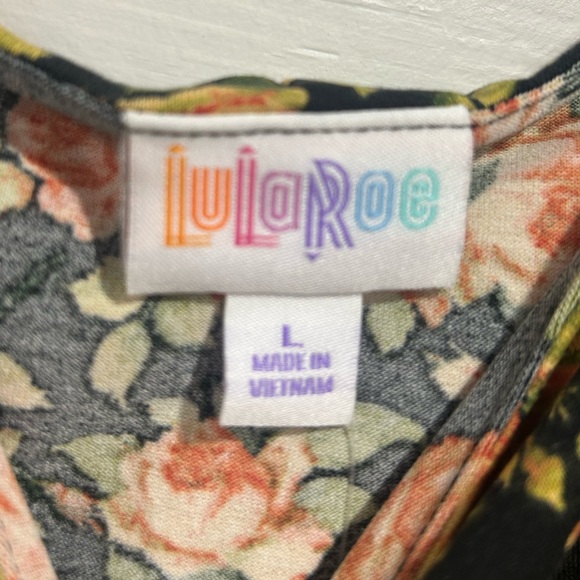 Black Floral Lynn Romper Dress LULAROE Large - Picture 4 of 6